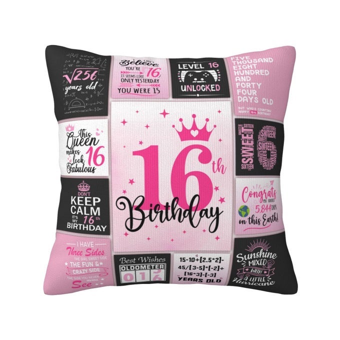 SWEET 16 GIFTS FOR GIRLS GIFTS FOR 16 YEAR OLD GIRL 16TH BIRTHDAY GIFTS FOR GIRLS SWEET SIXTEEN GIFT IDEAS PRESENT FOR 16 YEAR OLD GIRL 16TH BIRTHDAY DECORATIONS THROW PILLOW COVER 18 X 18 INCH