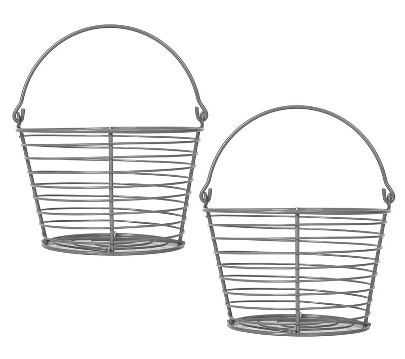 CONCORD 8 Egg Basket For Storage Collecting and Transporting Chicken and Duck Eggs Farm Grade Wire Baskets 2 Pack Grey