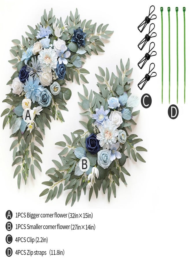 WEIERYUE Artificial Wedding Arch Flowers Kit(Pack of 2) for Wedding Arch, Bridal Shower, Ceremony and Reception Backdrop Decoration (Blue Inspiration) - Image 2