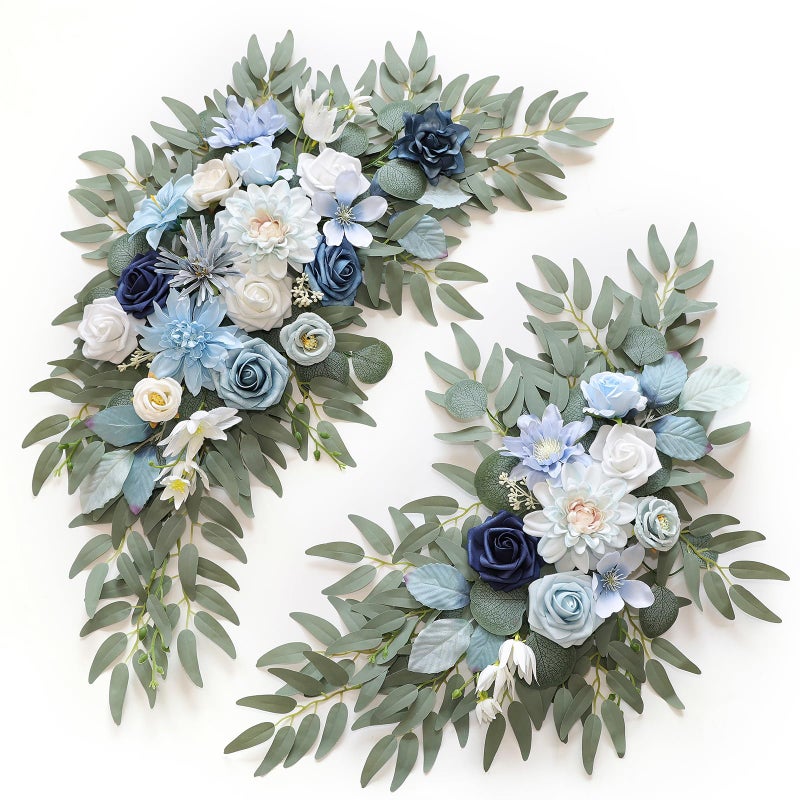 WEIERYUE Artificial Wedding Arch Flowers Kit(Pack of 2) for Wedding Arch, Bridal Shower, Ceremony and Reception Backdrop Decoration (Blue Inspiration) - Image 1