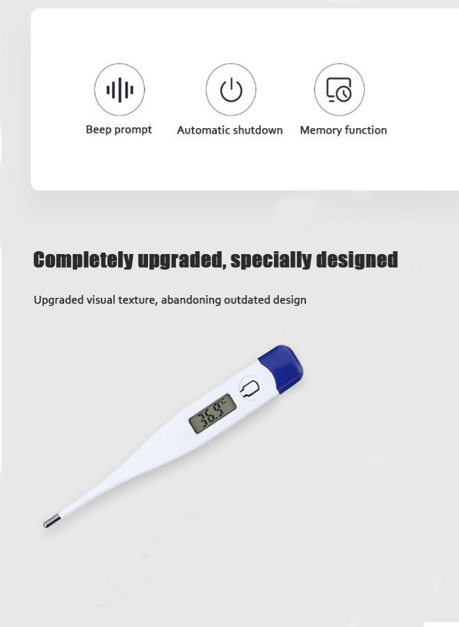راضية ميزان حرارة رقمي دقيق، شاشة عرض LCD مقاومة للماء، مناسب للاستخدام المنزلي للأطفال والرضع والبالغين، يقيس درجة الحرارة عن طريق الفم أو تحت الإبط إلكترونيًا مع تنبيه صوتي - Image 3