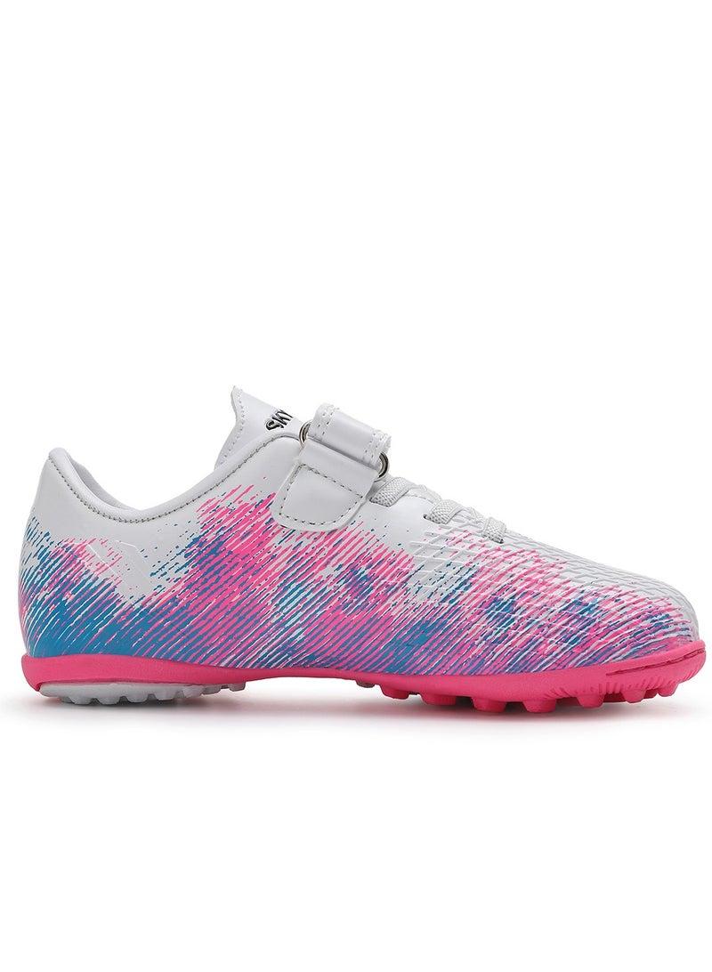 SKY VIEW Boys And Girls Soccer Cleats Turf Soccer Shoes For Kids Indoor Outdoor Children Unisex Football Boots IC or IN Flat Wide Training Sneaker White Pink - Image 2