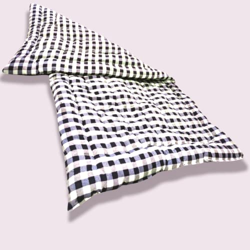 ATOOTFUSION Premium Queen Size Cotton Quilt Mattress | Lightweight Comfort, Medium Firmness | Foldable Reversible Cotton Bedding | White and Black Checkered Design (72X60 Inches) - Image 5