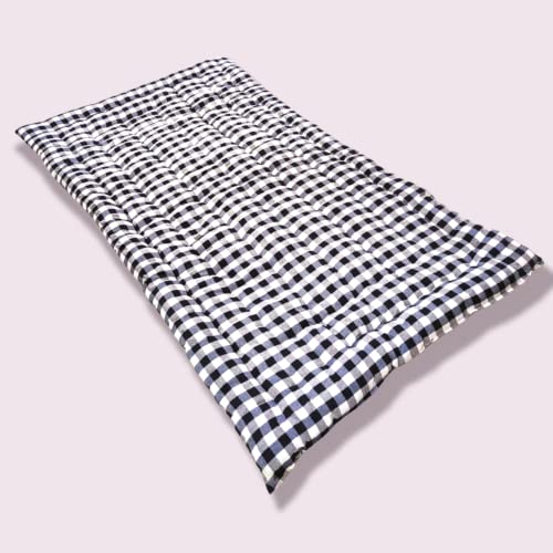 ATOOTFUSION Premium Queen Size Cotton Quilt Mattress | Lightweight Comfort, Medium Firmness | Foldable Reversible Cotton Bedding | White and Black Checkered Design (72X60 Inches) - Image 2