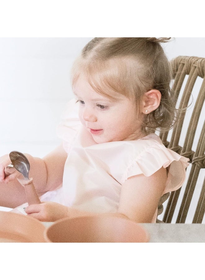 Tiny Twinkle Mess Proof Baby Bib - Waterproof & Lightweight Baby-Led Weaning Apron | 100% Recycled Polyester, Easy Clean & Machine Washable (Rose, Small 6-24 Months) - Image 2