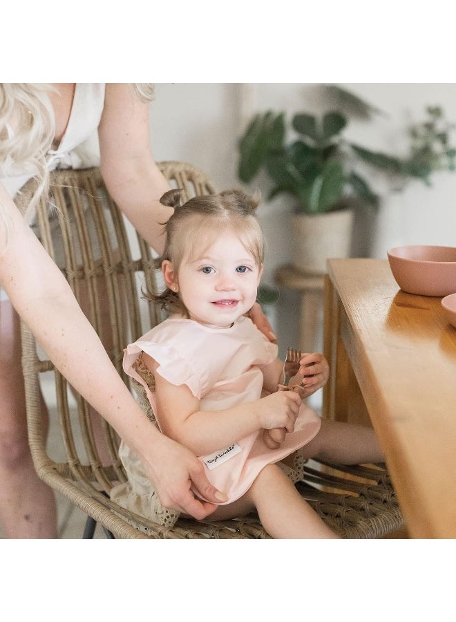 Tiny Twinkle Mess Proof Baby Bib - Waterproof & Lightweight Baby-Led Weaning Apron | 100% Recycled Polyester, Easy Clean & Machine Washable (Rose, Small 6-24 Months) - Image 3