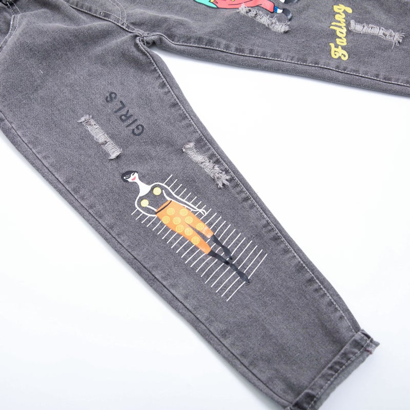 Girls' Spring Jeans 2025 New Style Middle And Large Children'S Straight Trousers For Girls' Father Children'S Father Trousers - Image 5