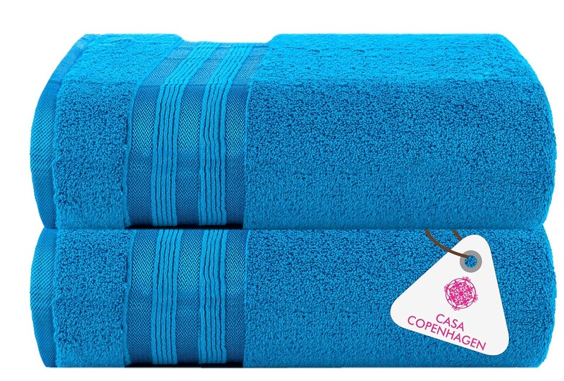CASA COPENHAGEN Casa Copenhagen Egyptian Cotton Zero Twist 2 Pcs Hand Towel 40 X 60 cm Colour Teal Blue  - Image 1