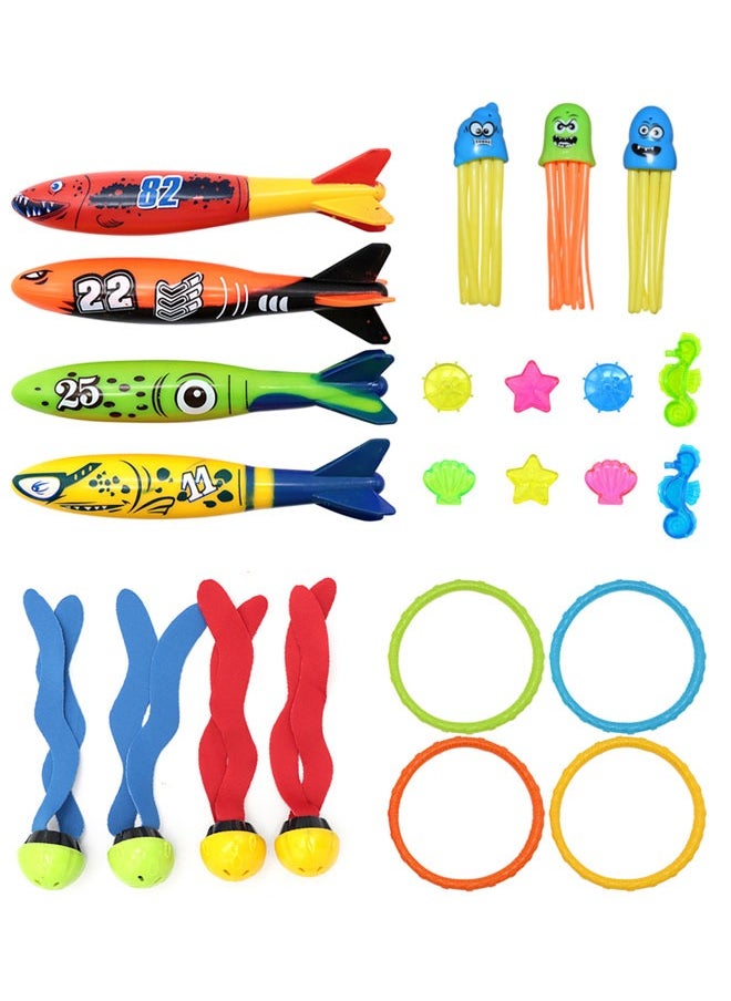 وهاواي 23 Pcs Diving Pool Toys Diving Rings, Pirate Treasures, Sea Grass, Octopus Diving Toys, Fish Toys Underwater Diving Training Gifts for Kids Pool & Summer Party Outdoor Activities  - Image 1