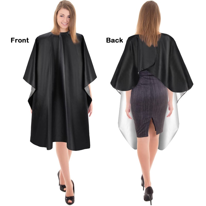 Foaincore 12 Pcs Shampoo Capes for Salons Waterproof Barber Capes for Hair Stylist 59" x 47" with Adjustable Snap Closure(Black,Solid) - Image 3