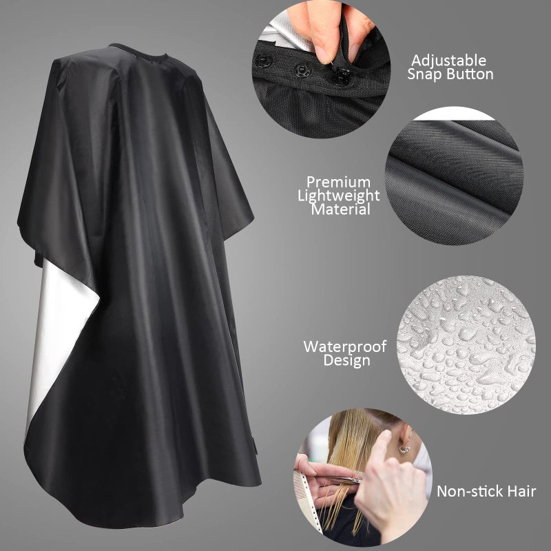 Foaincore 12 Pcs Shampoo Capes for Salons Waterproof Barber Capes for Hair Stylist 59" x 47" with Adjustable Snap Closure(Black,Solid) - Image 4