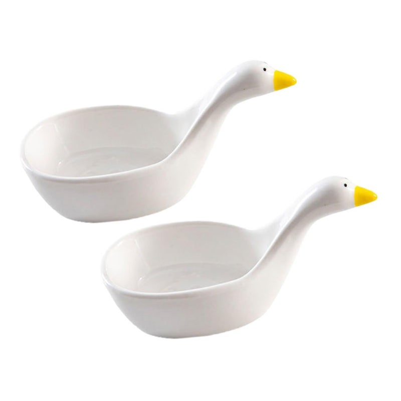 2pcs Porcelain Swan Sauce Bowls Small Dipping Dishes For Sushi Soy Condiments - Image 2