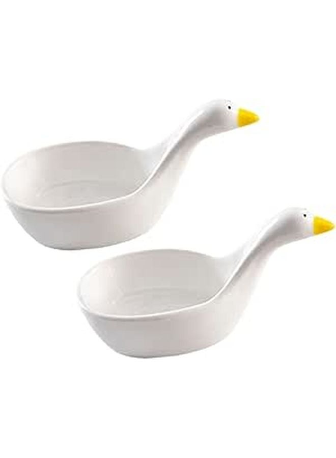 2pcs Porcelain Swan Sauce Bowls Small Dipping Dishes For Sushi Soy Condiments - Image 1