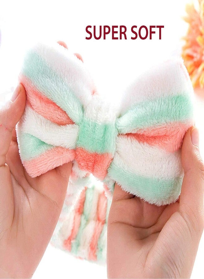 HOUSE HATCH Velvet Elastic Spa Headband, Cute Bow Makeup Cleansing Band for Women, Multicolor, Pack of 2 - Image 3