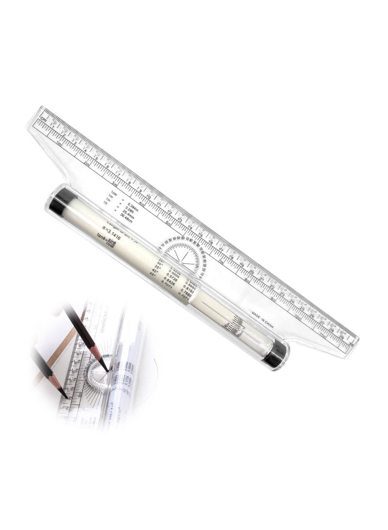 12 Inch Measuring Rolling Ruler Plastic Multifunctional Drawing Parallel Rolling Ruler Circle Arc Drawing Design Rulers for Drawing Parallel Lines Circles  - Image 1