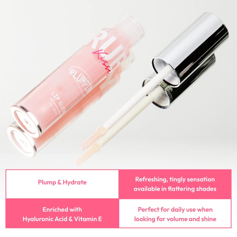 Ruby Kisses Plumping Lip Gloss â€“ Hydrating, Voluminous, High-Shine, Cruelty-Free Lip Plumper, Smoothing, Instinct Lip Maximizer, 4 Colors, 0.15 FL oz. (Pink Glacier) - Image 3