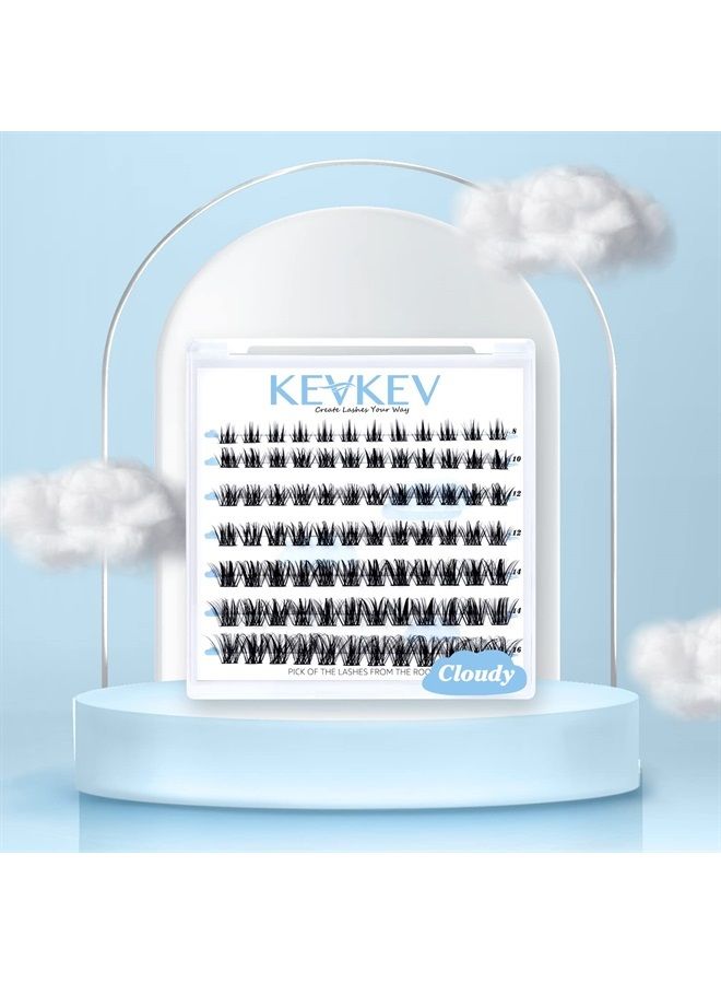 KevKev مجموعة رموش مكونة من 84 قطعة رموش متجمعة ذات مظهر طبيعي رموش اصطناعية تشبه الرموش الاصطناعية رموش خفيفة مجموعات رموش رقيقة وناعمة (Cloudy,D-8-16mix) - Image 2
