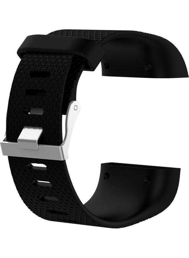 نيبمينينت سوار معصم رياضي قابل للتعديل بتصميم معين، مناسب لساعة فيتبيت سيرج. أسود - Image 2