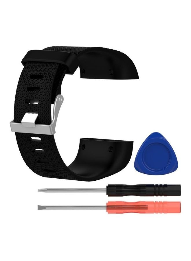 نيبمينينت سوار معصم رياضي قابل للتعديل بتصميم معين، مناسب لساعة فيتبيت سيرج. أسود - Image 4