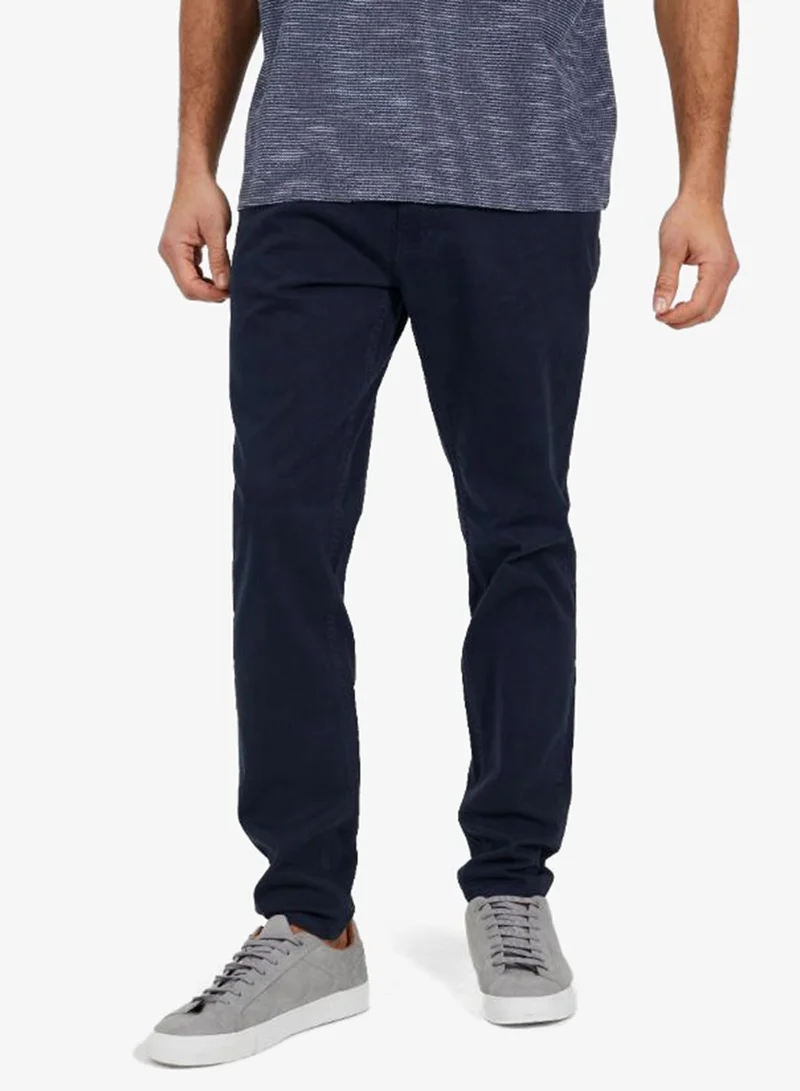 BRAVE SOUL MENS COTTON TWILL CHINO FIXED BUTTON WAIST WITH ZIP FLY. PU BRANDED BACK PATCH