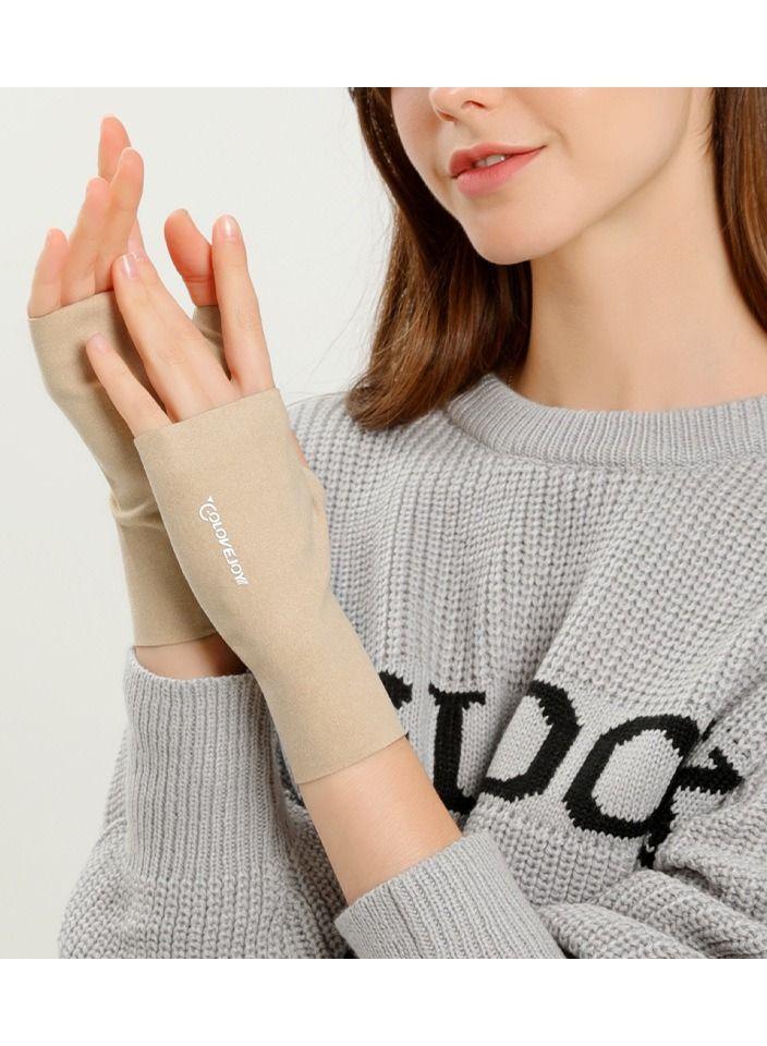Thin Windproof And Cold Proof Warm Leaky Finger Lady Gloves
