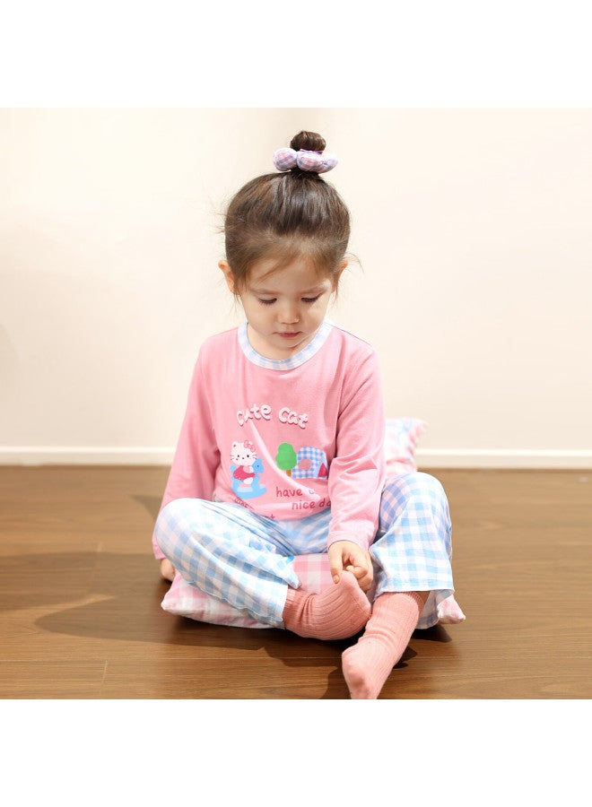 Luson Xiao O Dad Baby Girl Long Sleeve Homewear Set Autumn Newborn Soft Silk Pajamas - Image 4