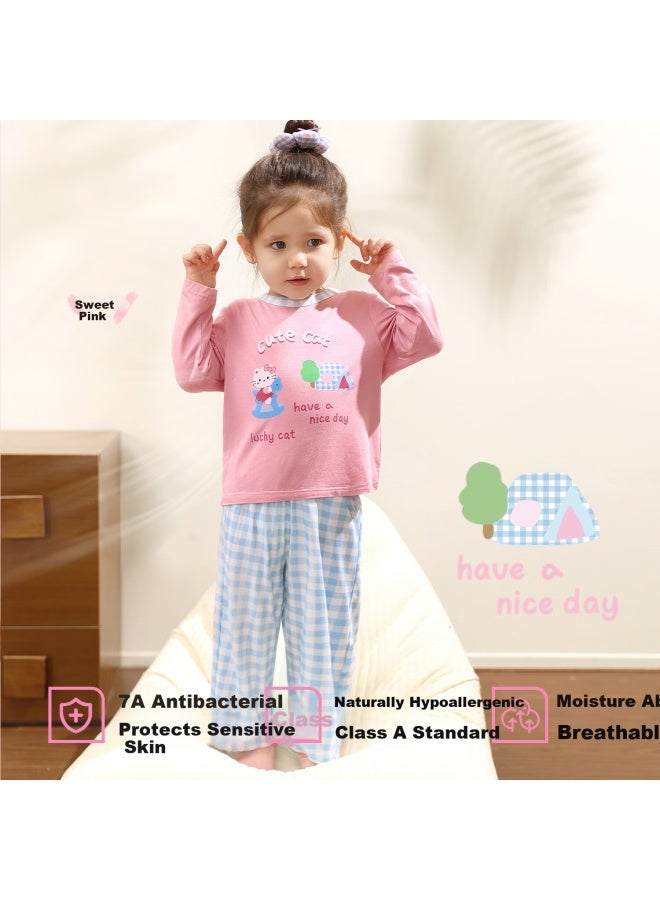 Luson Xiao O Dad Baby Girl Long Sleeve Homewear Set Autumn Newborn Soft Silk Pajamas - Image 2