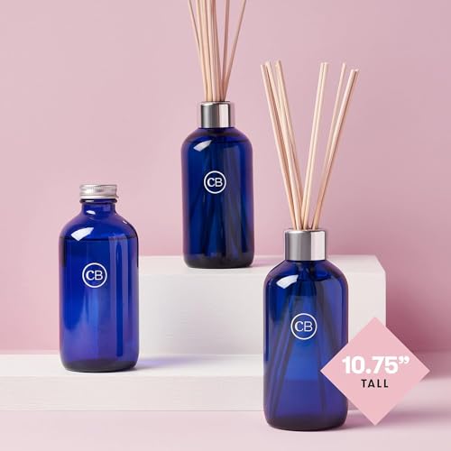 Capri Blue Blue Jean Reed Diffuser Set - Includes Reed Diffuser Sticks, Fragrance Oil, and Glass Bottle - Luxury Scented Room Fresheners - Cobalt Blue (8 fl oz) - Image 5