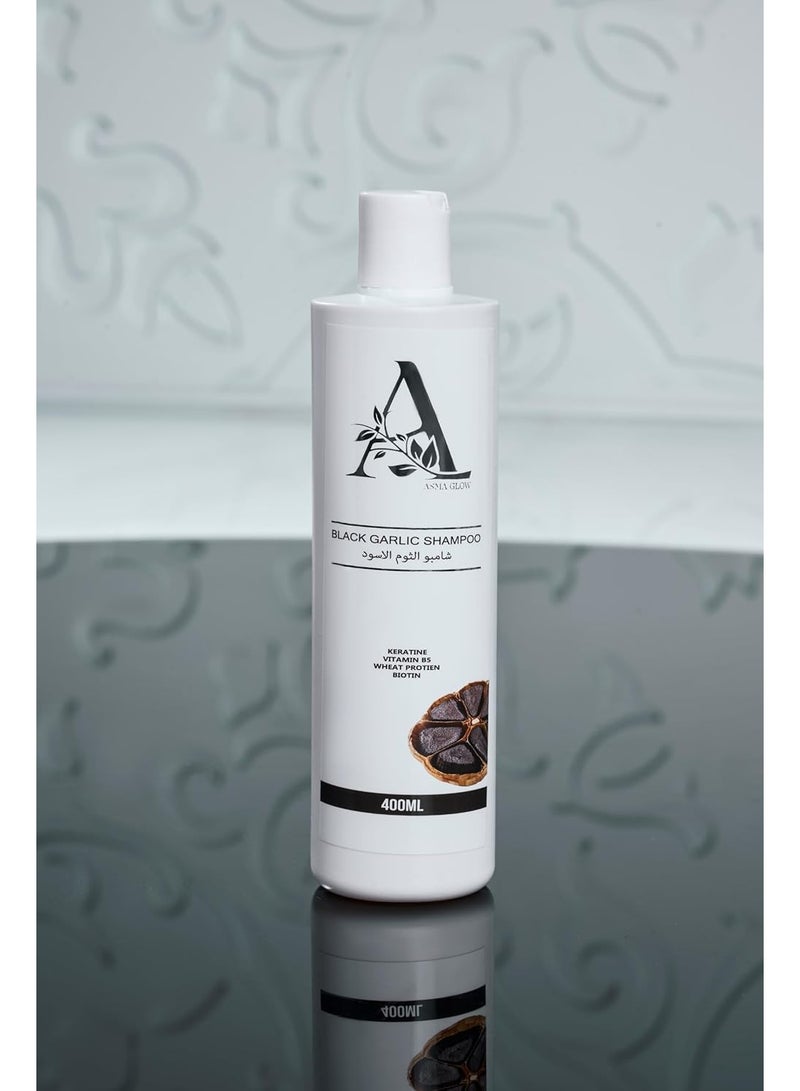 Asma Glow Black Garlic Shampoo with Keratin & Biotin – Hair Strengthening, Anti-Hair Fall & Volume Boost – 400ml - Image 1