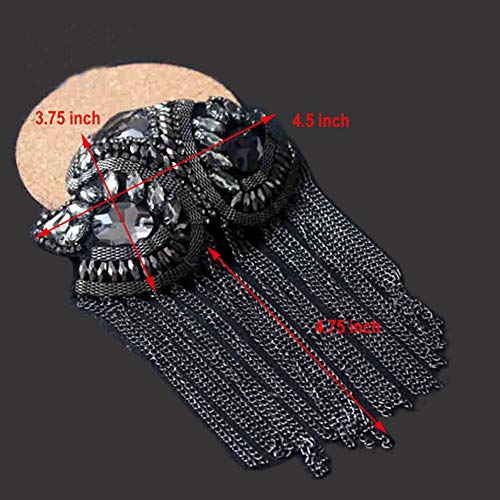 Zthread Women Children Shoulder Epaulet Crystal Beads Chain Shoulder Brooch Boards Badge Stage Dress Medal Accessories By The Pair - Image 3