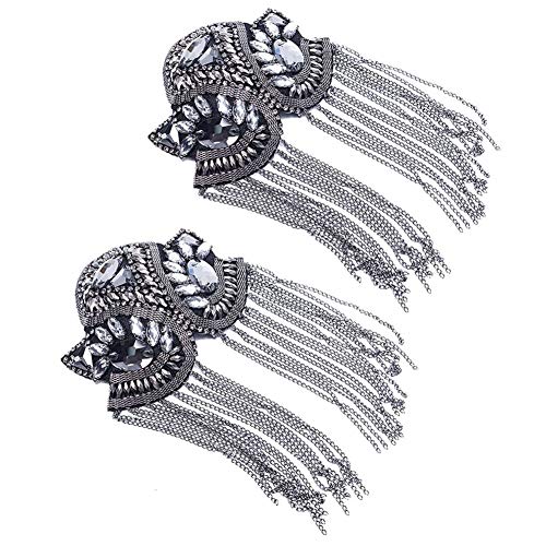 Zthread Women Children Shoulder Epaulet Crystal Beads Chain Shoulder Brooch Boards Badge Stage Dress Medal Accessories By The Pair - Image 1