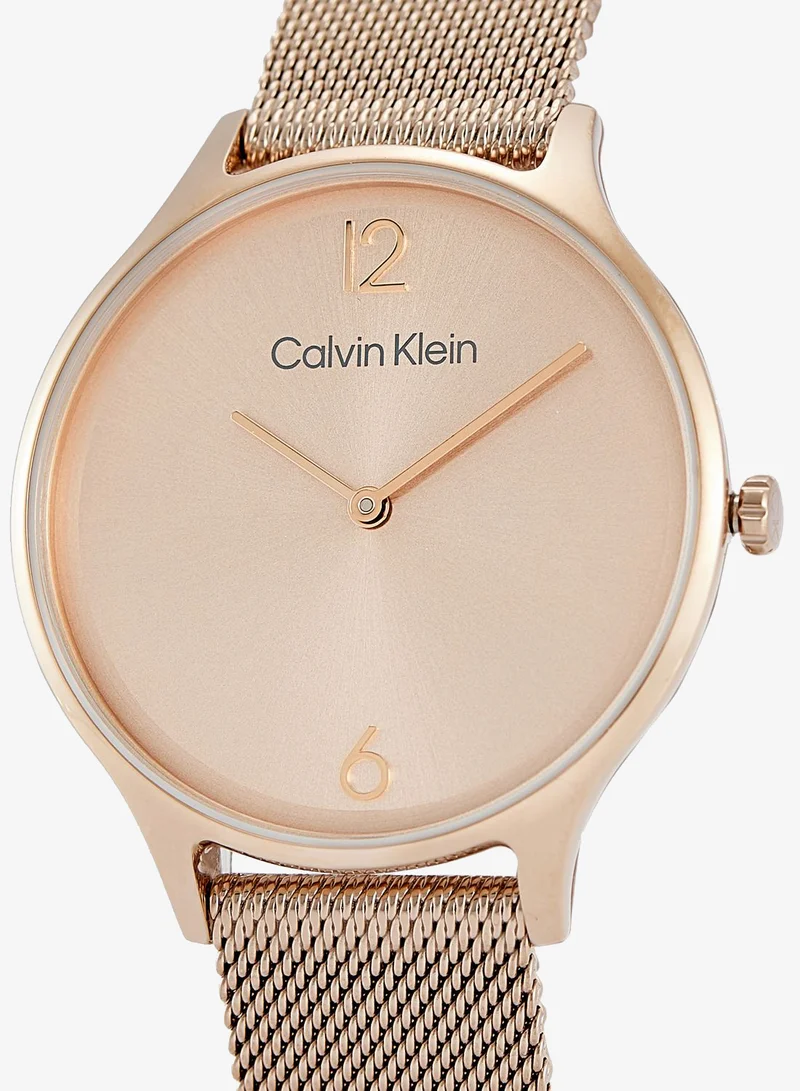 Calvin Klein 38Mm Collection Analog Quartz Watch Timeless Mesh For Women With Carnation Gold-Tone Stainless Steel Mesh Bracelet - 25200002