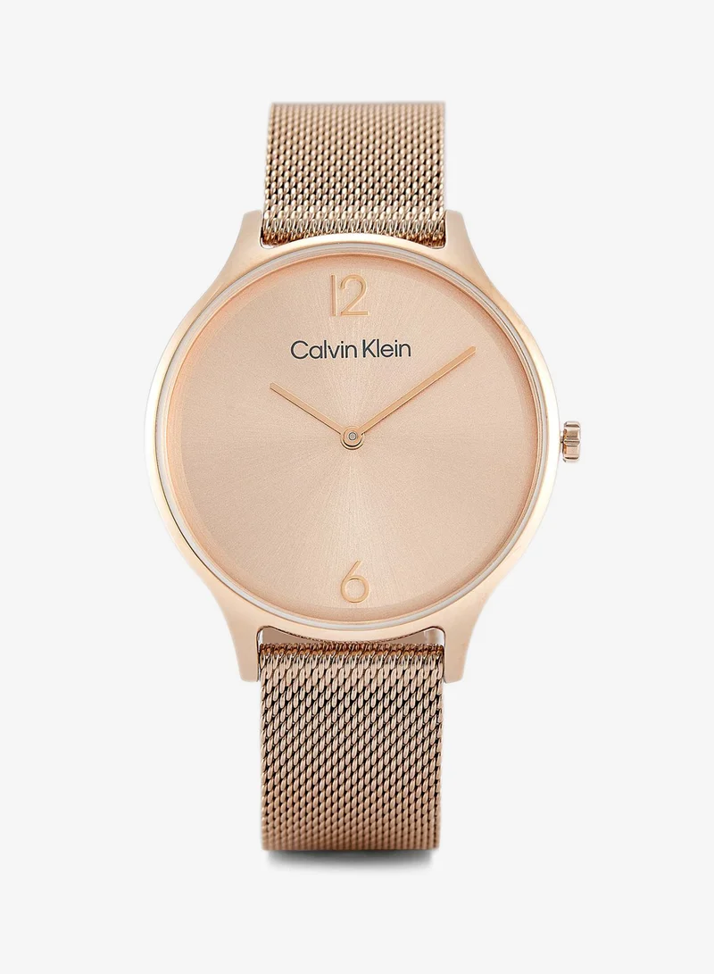 Calvin Klein 38Mm Collection Analog Quartz Watch Timeless Mesh For Women With Carnation Gold-Tone Stainless Steel Mesh Bracelet - 25200002