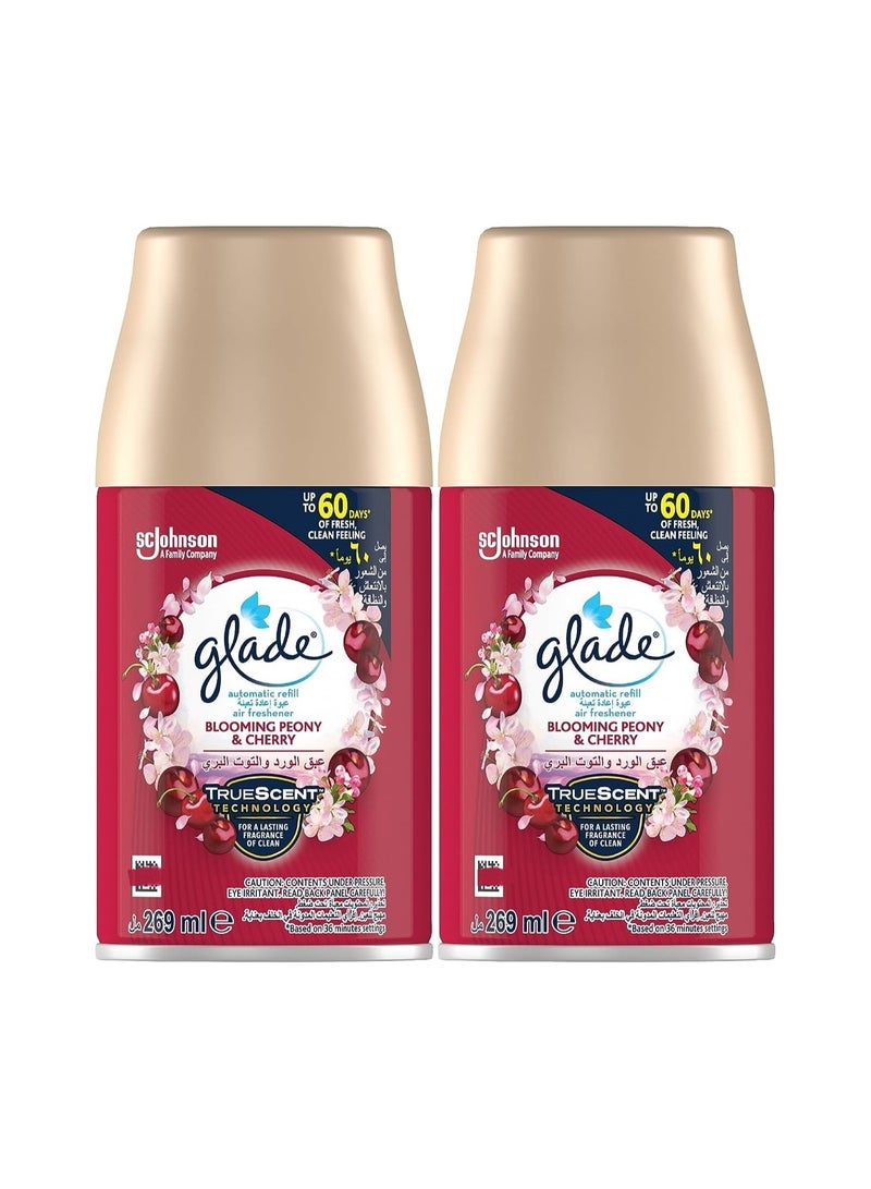 جليد بخاخ إعادة تعبئة تلقائي معطر جو بلومينج بيوني والكرز 269 مل، عبوة من قطعتين - Image 1