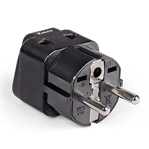 OREI Europe Adapter Set - Schuko Type E/F, Type C - Universal to Europe Travel Adapter - 2 in 1 - CE Certified - RoHS Compliant - Works in Most of Europe, Albania, Austria, Belgium, Greece - Image 3