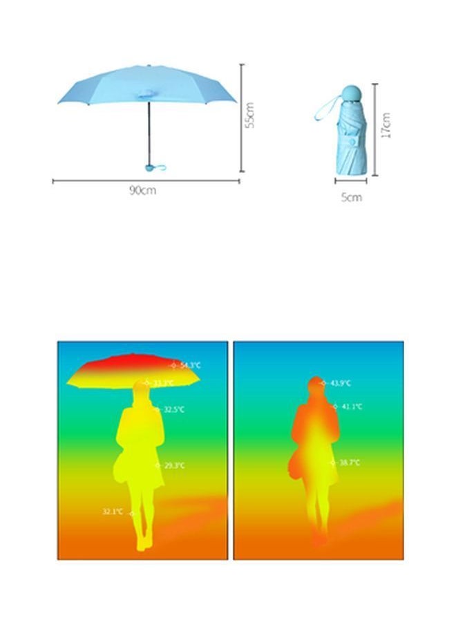 NIBEMINENT - Five Fold Flamingo Umbrella Blue - Image 1