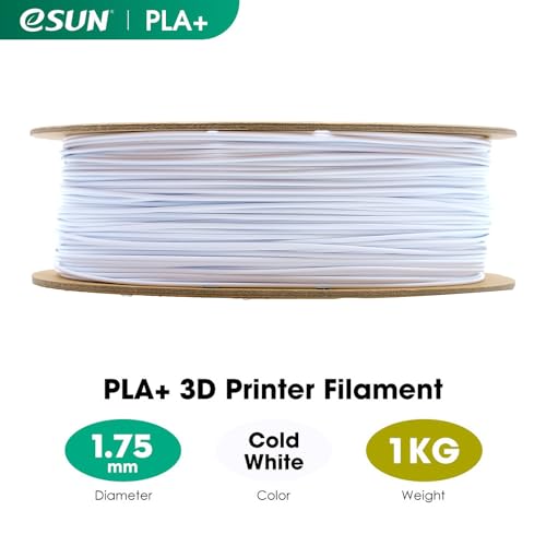 eSUN PLA+ Filament 1.75mm, 3D Printer Filament PLA Plus, Dimensional Accuracy +/- 0.03mm, 1KG Spool (2.2 LBS) 3D Printing Filament for 3D Printers, Cold White - Image 2