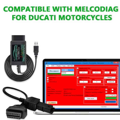 AMHTDOL OBD2 Adapter USB ELM327 Scanner with FT232RL 18F25K80 V1.4 Original Chip,Fit for Ducati Motorcycle OBDII Diagnostic Scan Tool for Ford Mazda Toyota Fiat,Work with Windows 7/8/10/XP System - Image 2