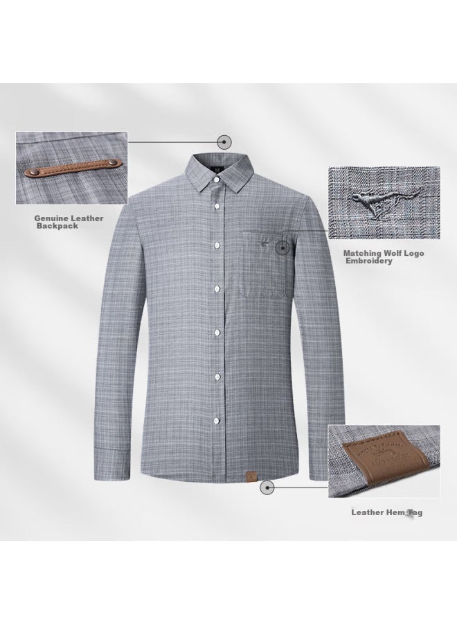 Septwolves Men's Long-sleeve Shirt, Pure Cotton, New Vintage Moisture-wicking Floral Yarn Undershirt, Business Casual Professional Dress Shirt Jacket - Image 2