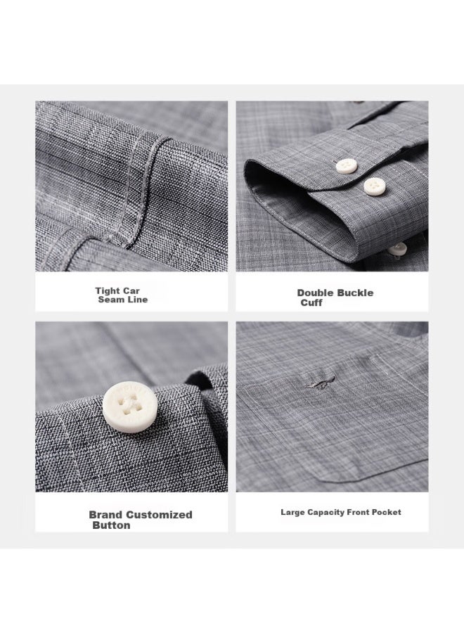 Septwolves Men's Long-sleeve Shirt, Pure Cotton, New Vintage Moisture-wicking Floral Yarn Undershirt, Business Casual Professional Dress Shirt Jacket - Image 3