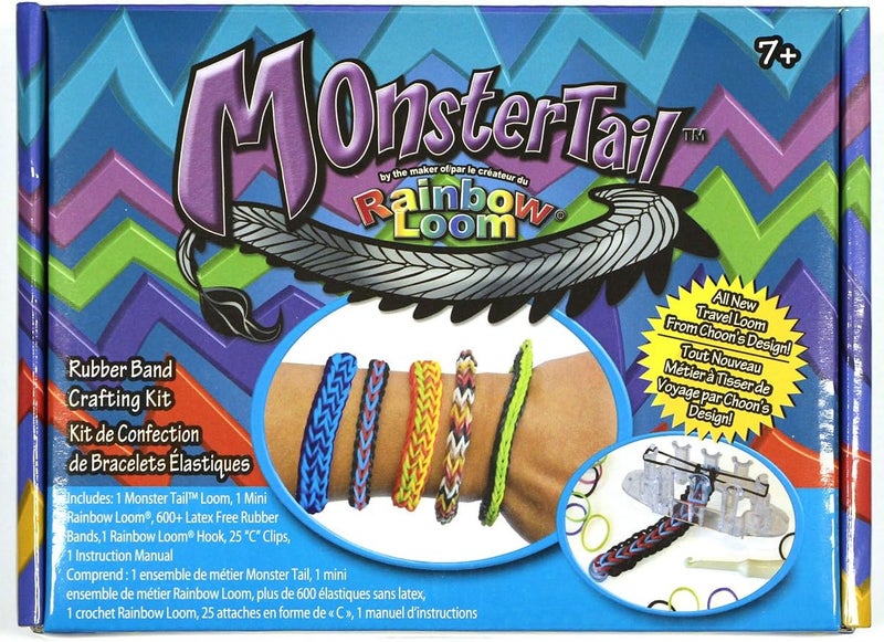Rainbow Loom ® Monster Tail™ Kit - Compact Loom and Case for Travel, Makes Sized Bracelets, Includes Exclusive Loom and 2 Bracelet Instructions for Boys and Girls 7+ - Image 1