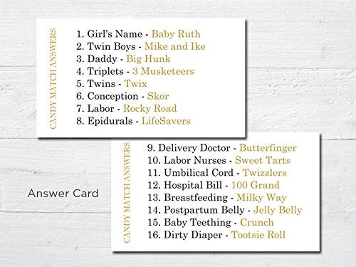 MyExpression.com Sweet Pregnancy Candy Match Baby Shower Game - 24 Count - (Faux Gold Glitter on Pink) - Image 3