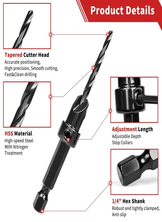 TEWORDA Countersink Drill Bits, Drill Bit Set for Woodworking, High Speed Steel with a Nitrided Surface, Wood and Metal Drilling with Storage Box - Image 4