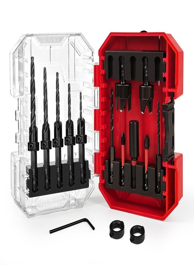 TEWORDA Countersink Drill Bits, Drill Bit Set for Woodworking, High Speed Steel with a Nitrided Surface, Wood and Metal Drilling with Storage Box - Image 1