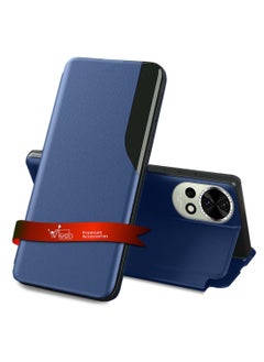 Huawei nova 13 5G 2024 Smart Mirror Window Flip Phone Case Auto Sleep Wake Cover - Navy Blue