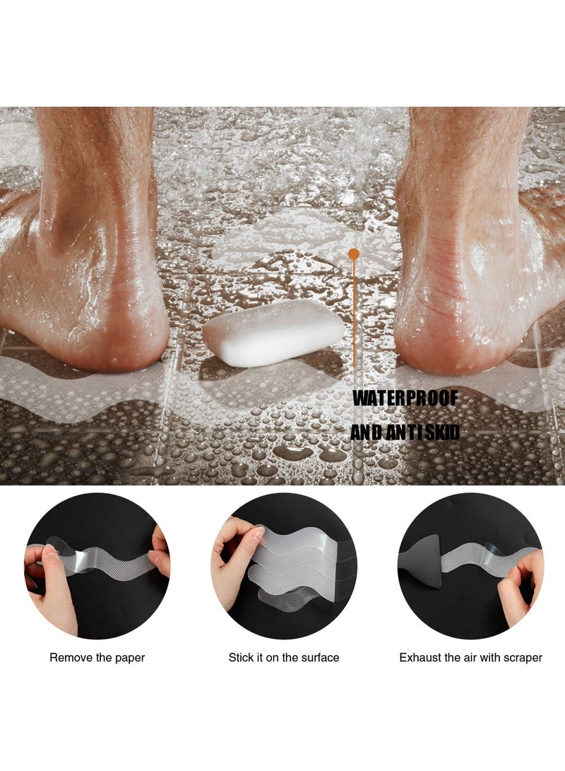 Anti Slip Shower Stickers 24 PCS Safety Bathtub Strips Adhesive Decals with Premium Scraper for Bath Tub Shower Stairs - Image 3