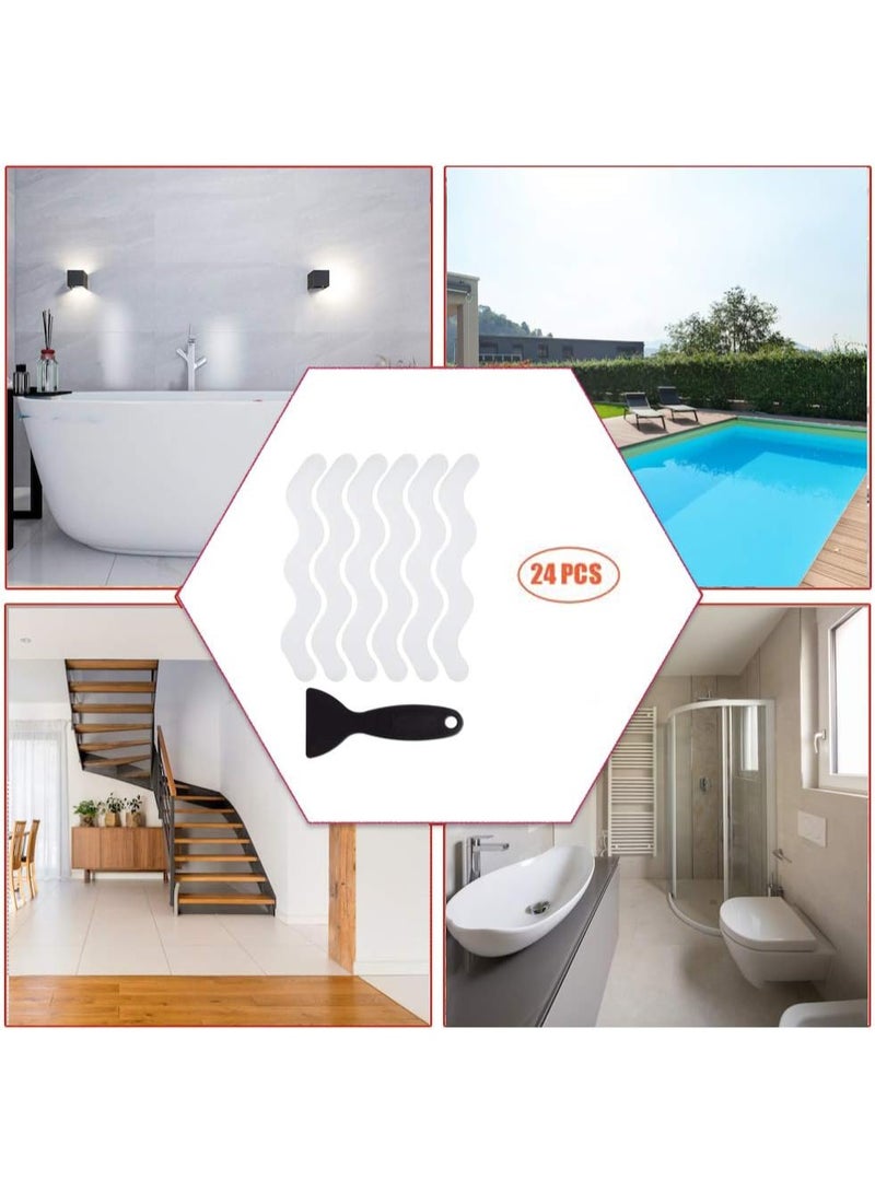 Anti Slip Shower Stickers 24 PCS Safety Bathtub Strips Adhesive Decals with Premium Scraper for Bath Tub Shower Stairs - Image 2