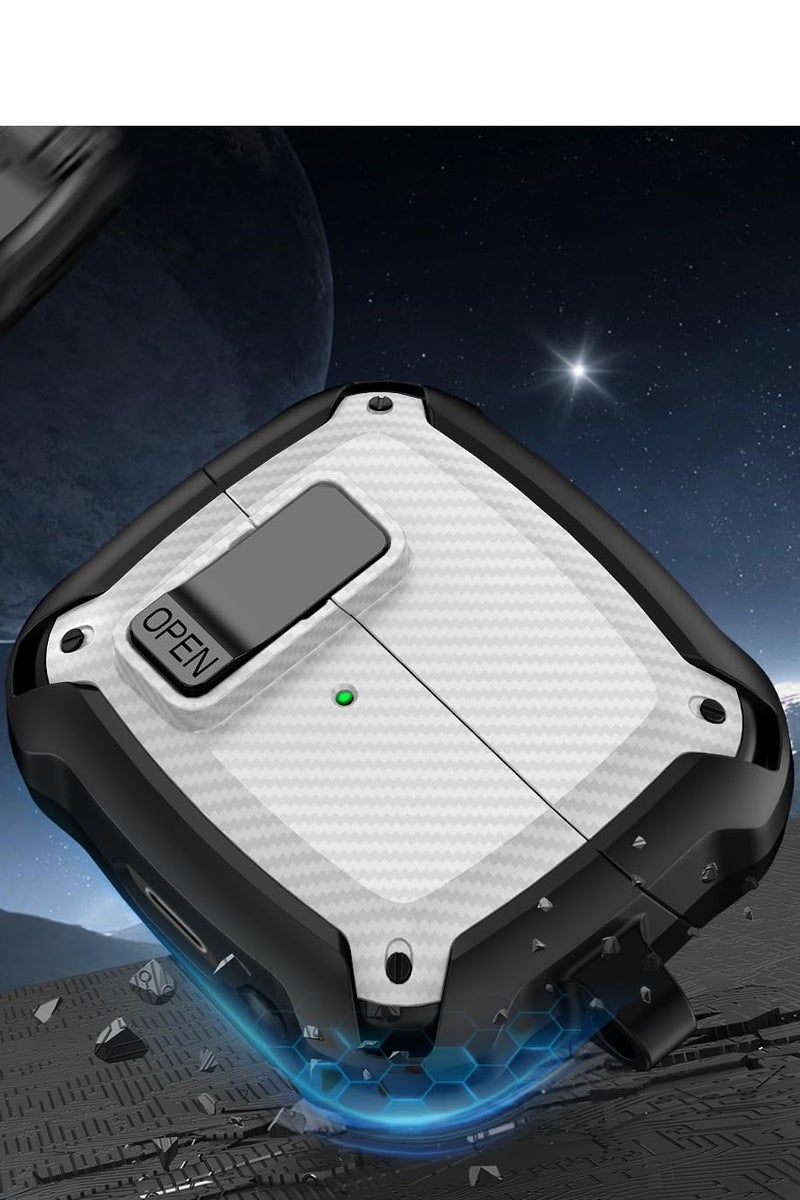 ANYOGRO Galaxy Buds 3 Pro/Buds 3 case full body protection (with safety clasp), shockproof and drop-proof, hard protective shell with safety clasp and cleaning kit for sports on the go ,White - Image 4