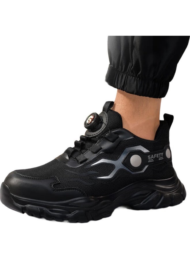 Jingtu Men'S Safety Shoes Steel Toe Cap Puncture-Proof Lightweight Breathable Odor-Resistant Work Site Safety Shoes F115Bk 42 - Image 2