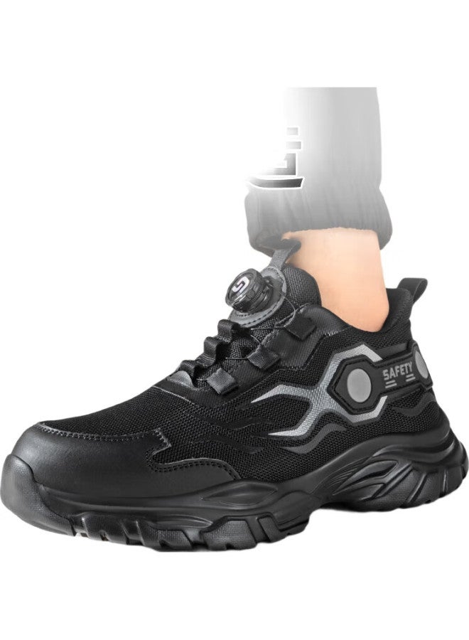Jingtu Men'S Safety Shoes Steel Toe Cap Puncture-Proof Lightweight Breathable Odor-Resistant Work Site Safety Shoes F115Bk 42 - Image 1